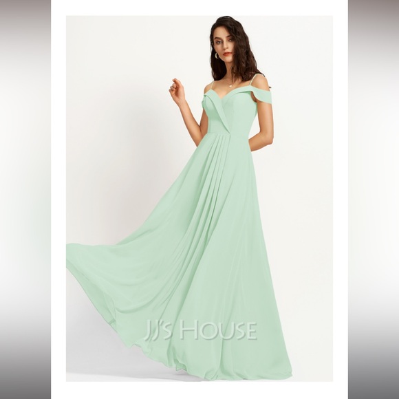 JJs House A-Line V-neck Floor-Length Chiffon Bridesmaid Dress #251598 - Picture 4 of 8